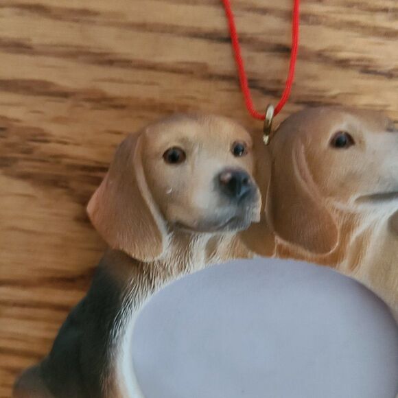 Vintage Resin Beagle Puppy Dog Friends Pair Picture Frame Ornament - Picture 10 of 16